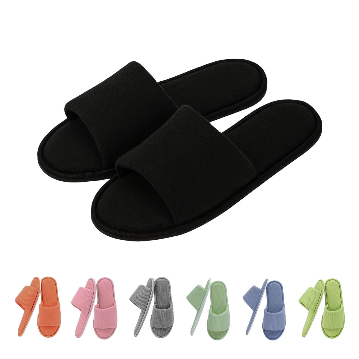 Women's Open Toe House Slippers Breathable Waffle Fabric Memory Foam