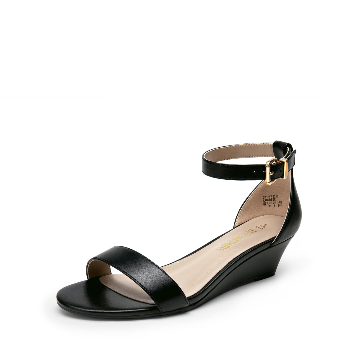 DREAM PAIRS Women's Ingrid Ankle Strap Low Wedge Sandal
