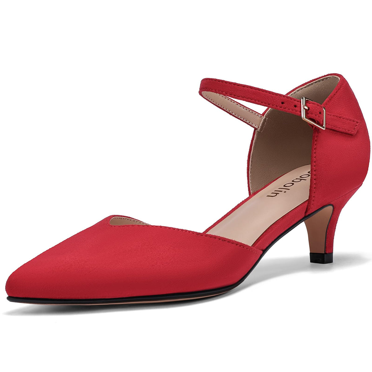 DOBOLIN Kitten Heels for Women Pointed Toe Pumps Dress Shoes