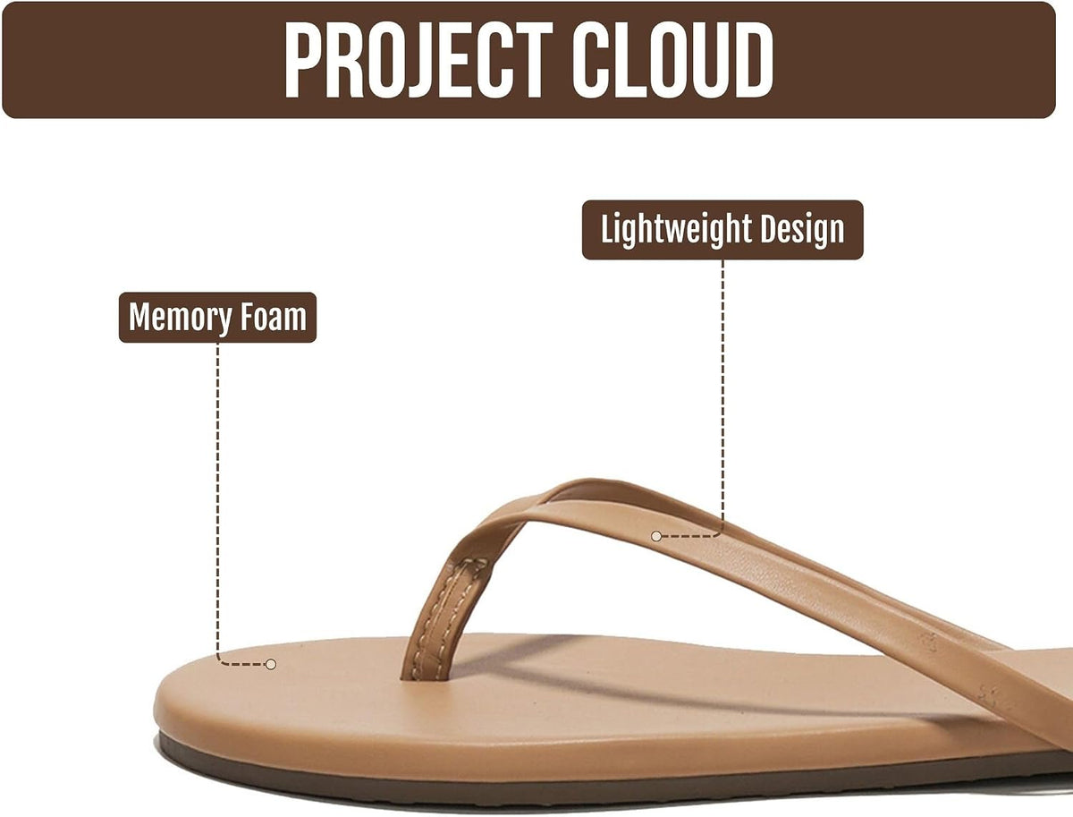 Project Cloud Flip Flops for Women Memory Foam Flats Sandals