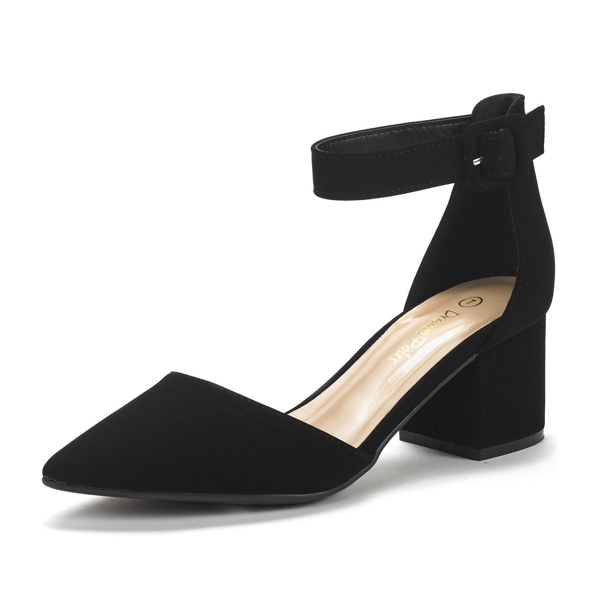 DREAM PAIRS ANNEE Pointed Toe Low Chunky Heel Pumps