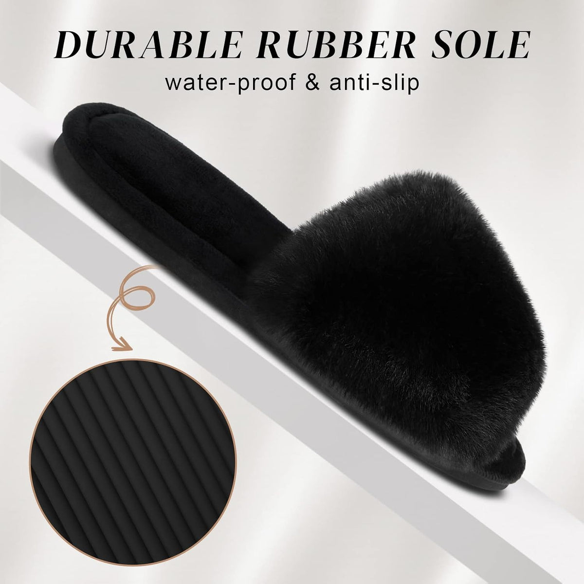 Parlovable Fuzzy Slippers for Women Open-Toe Slip On