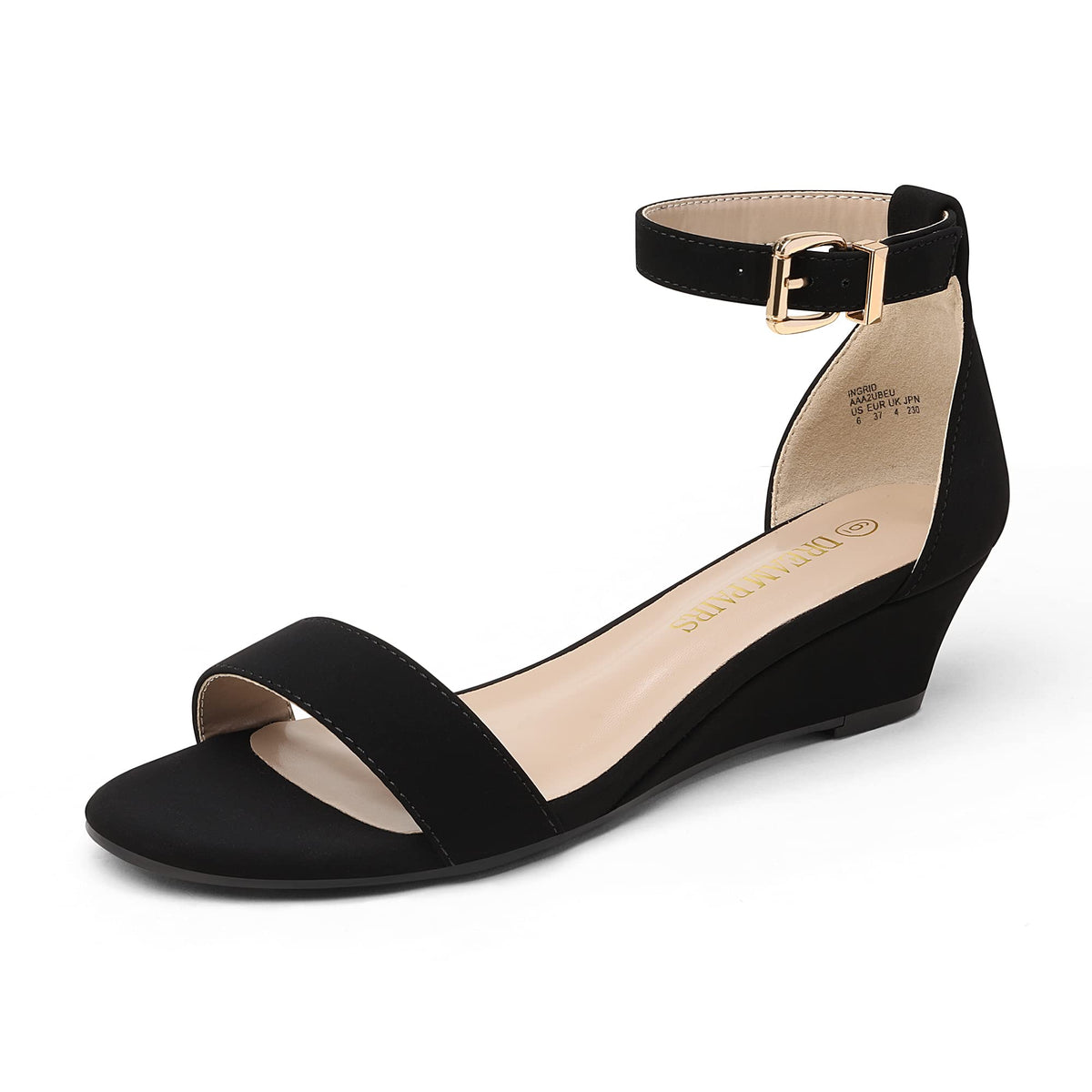 DREAM PAIRS Women's Ingrid Ankle Strap Low Wedge Sandal