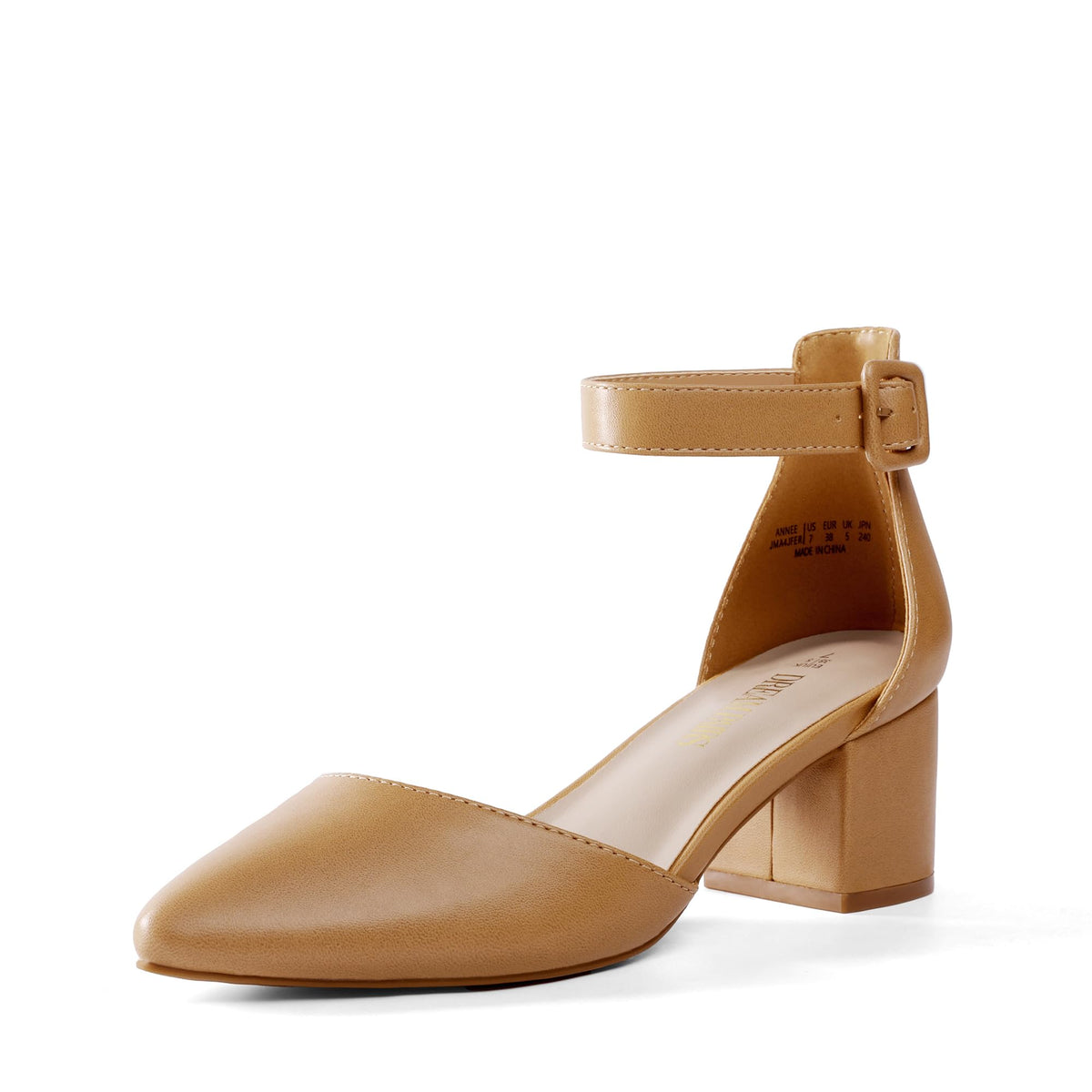 DREAM PAIRS ANNEE Pointed Toe Low Chunky Heel Pumps
