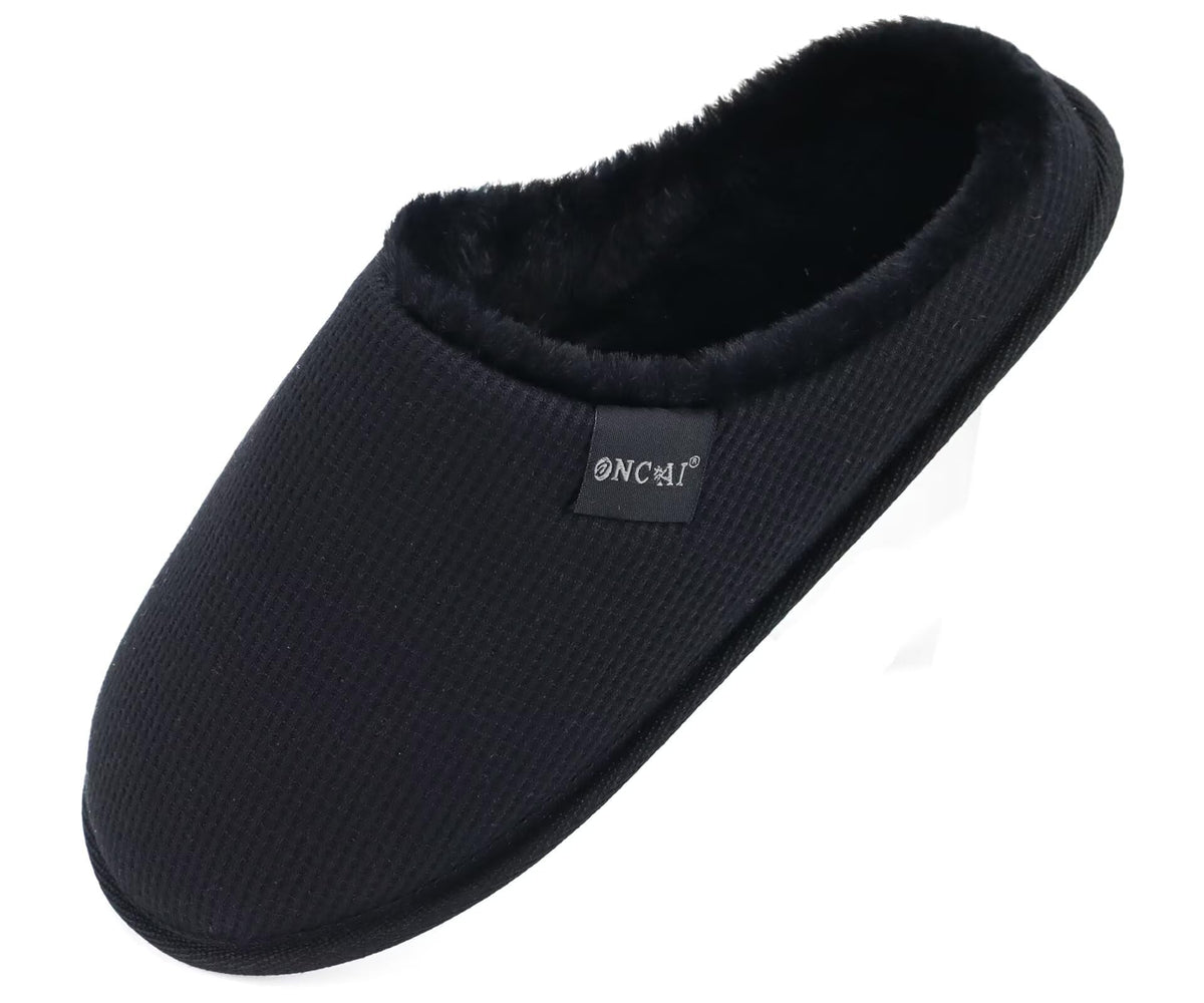 ONCAI Women's House Slippers, Cushion Memory Foam Waffle Upper Home Comfortable Warm Winter Cozy Soft Lightweight Indoor Best House Shoes Non-slip Rubber Sole US Size 5-11