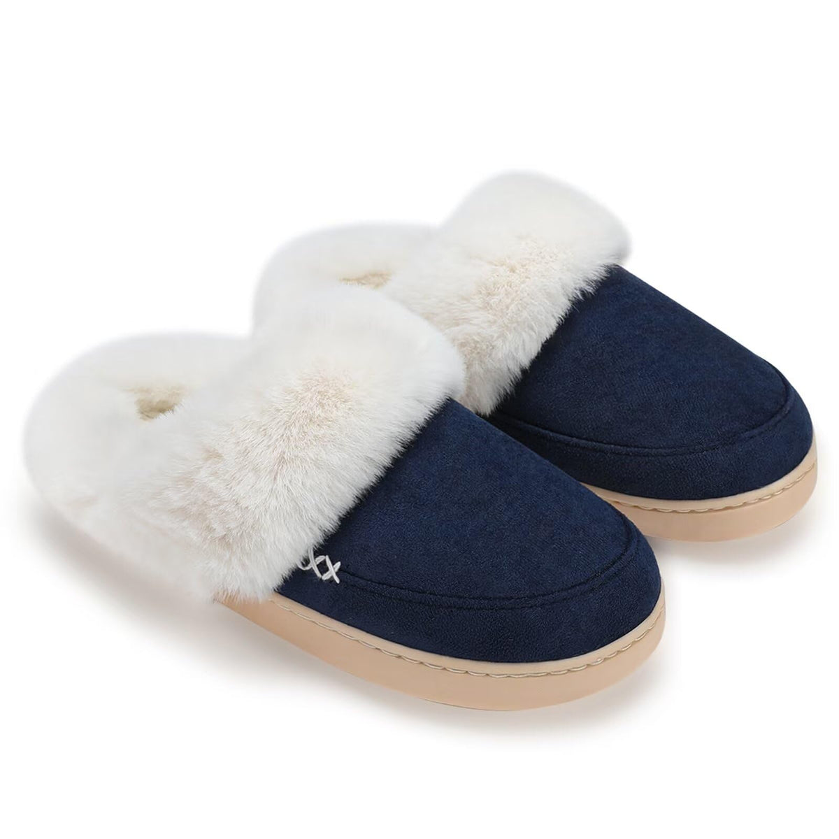 NineCiFun Women's and Men's Memory Foam House Slippers, Faux Fur Lined Indoor Fuzzy Slippers with No-slip Sole, Slip on Suede Home Shoes, Warm Winter Gift for Women & Men