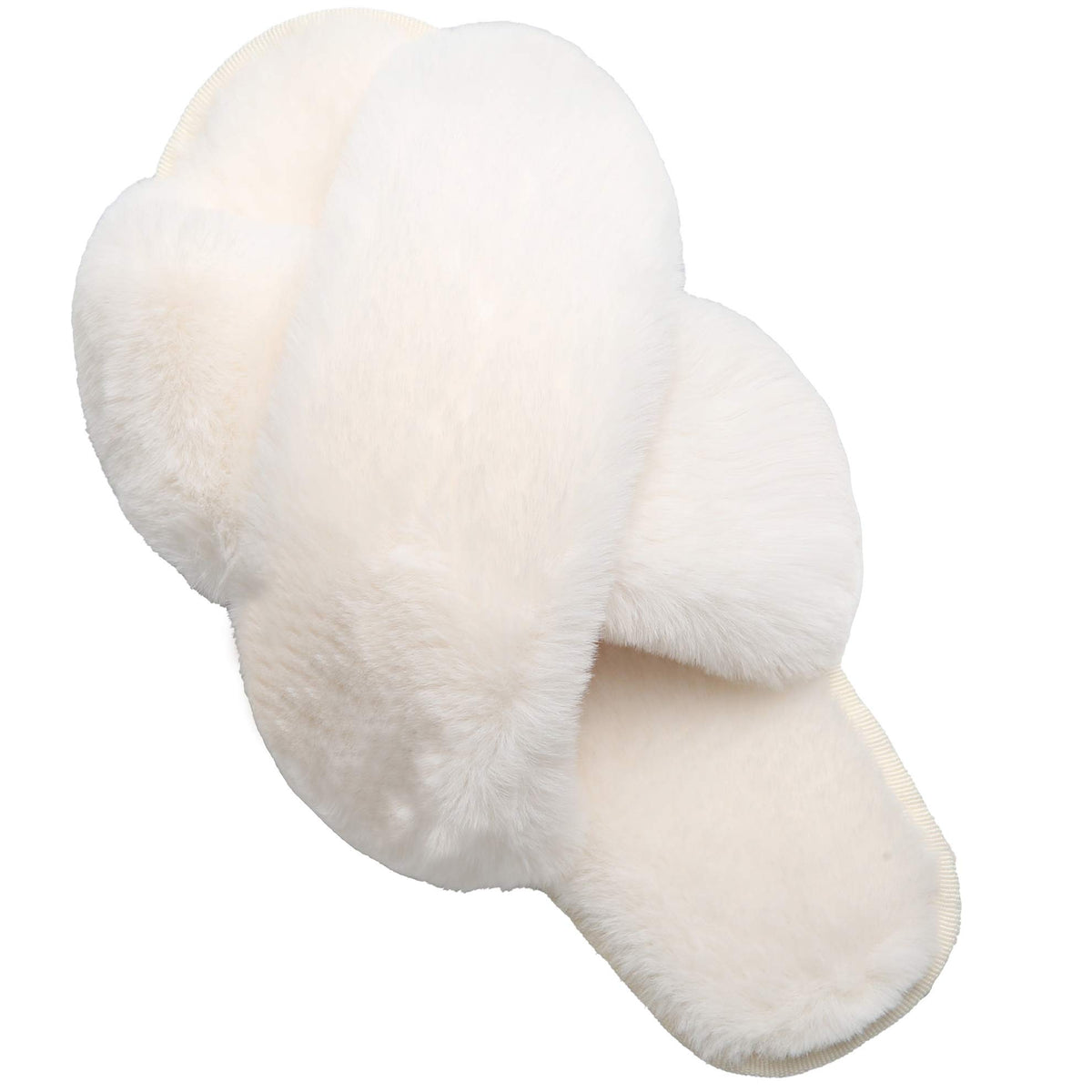LZLER Women’s Cross Band Slippers, Soft Plush Fleece Lightweight Non Slip Open Toe Flip Flop Shoes House Indoor Outdoor Fur Fuzzy Slippers