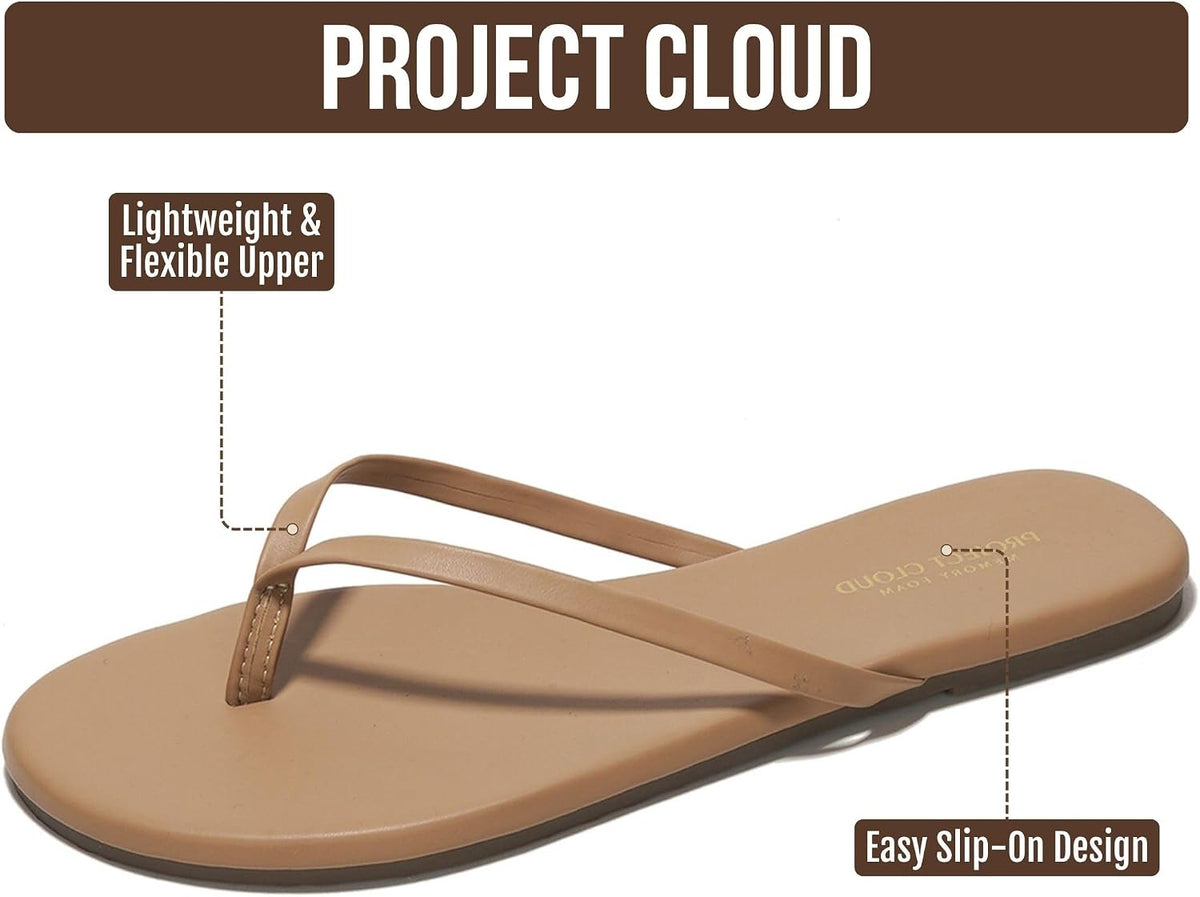 Project Cloud Flip Flops for Women Memory Foam Flats Sandals