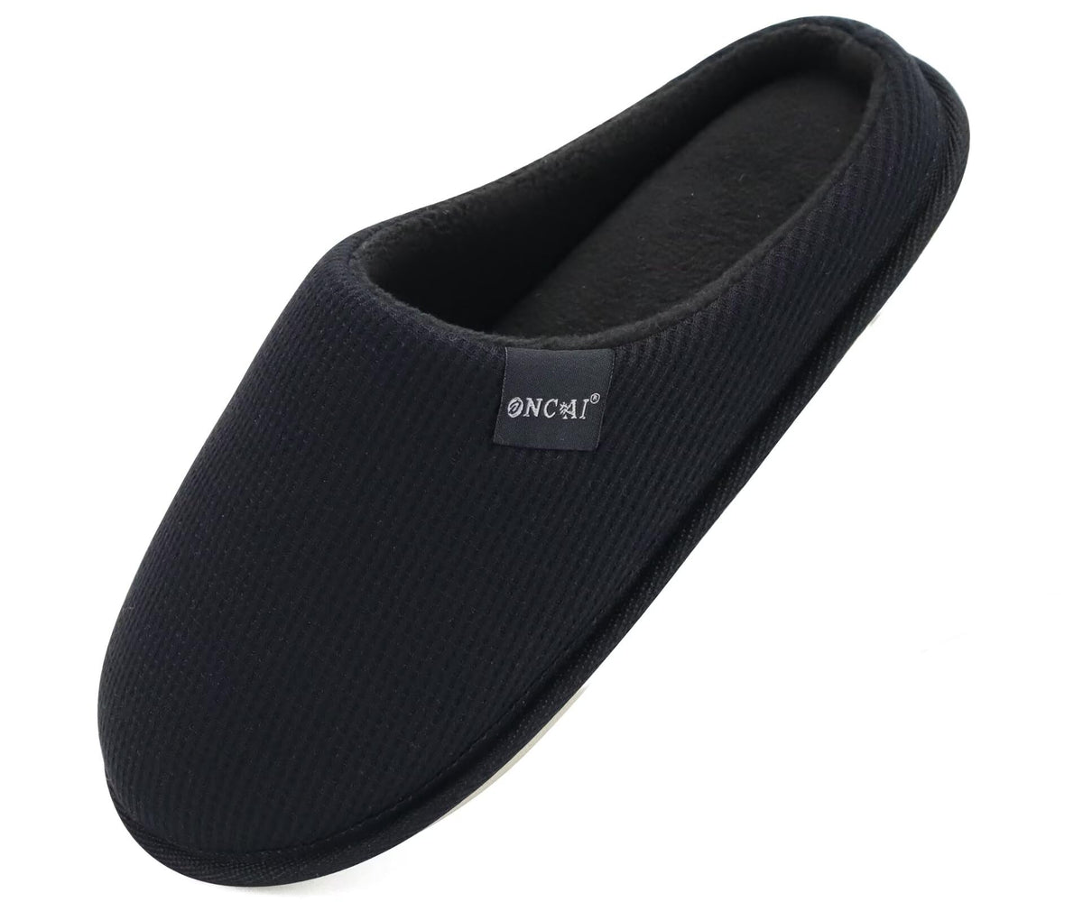 ONCAI Women's House Slippers, Cushion Memory Foam Waffle Upper Home Comfortable Warm Winter Cozy Soft Lightweight Indoor Best House Shoes Non-slip Rubber Sole US Size 5-11