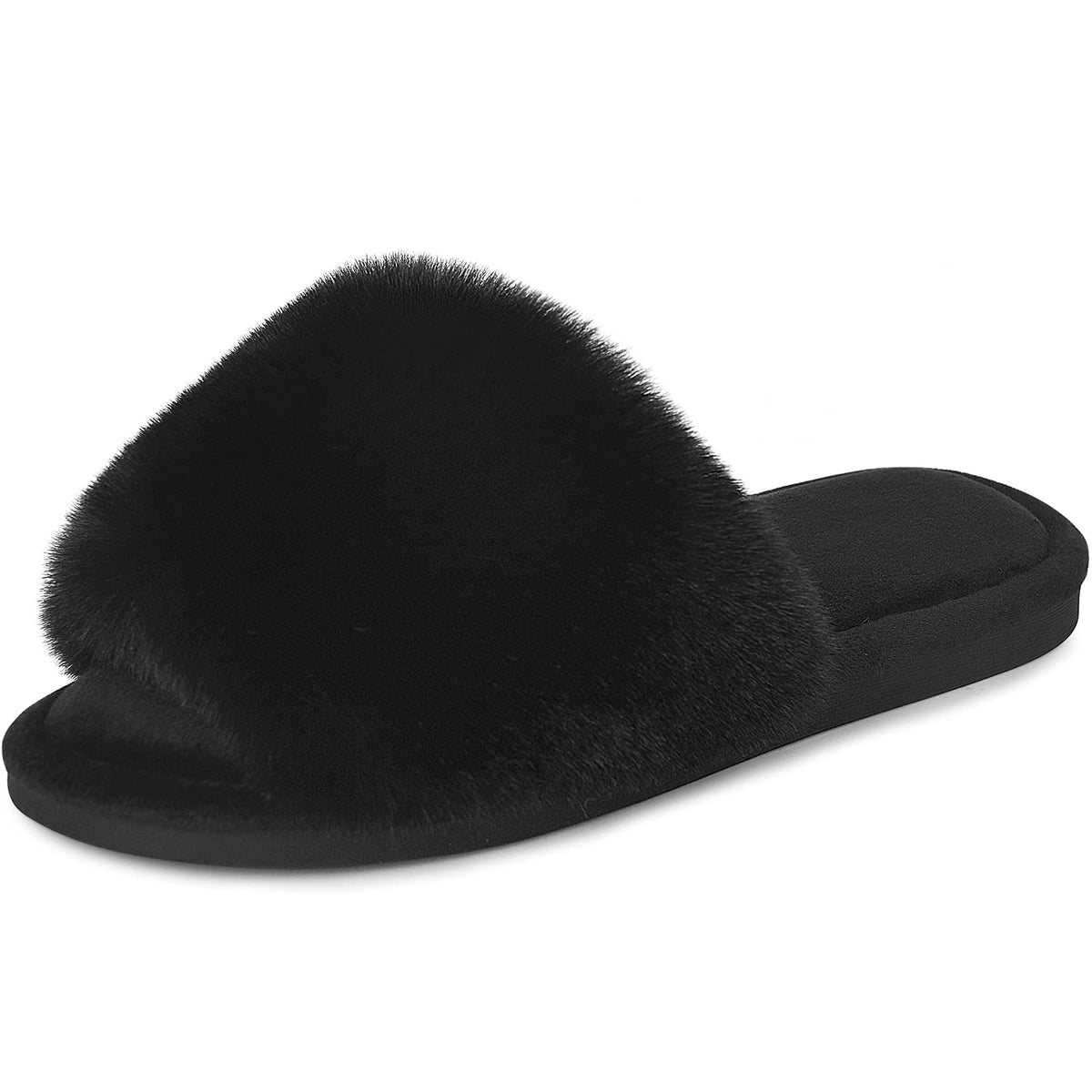 Parlovable Fuzzy Slippers for Women Open-Toe Slip On