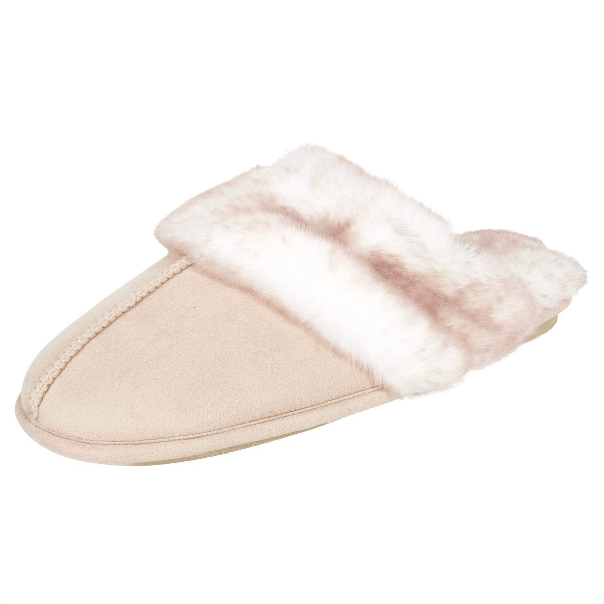 Jessica Simpson womens Comfy Faux Fur House Slipper Scuff Memory Foam Slip on Anti-skid SoleSlipper
