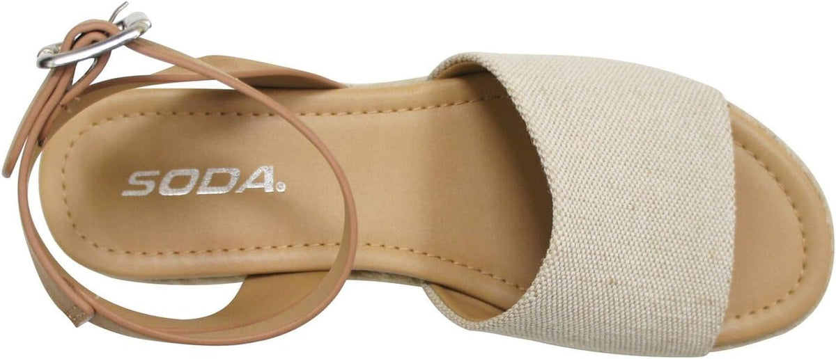 Soda Topic Open Toe Buckle Ankle Strap Espadrilles Flatform Wedge Casual Sandal