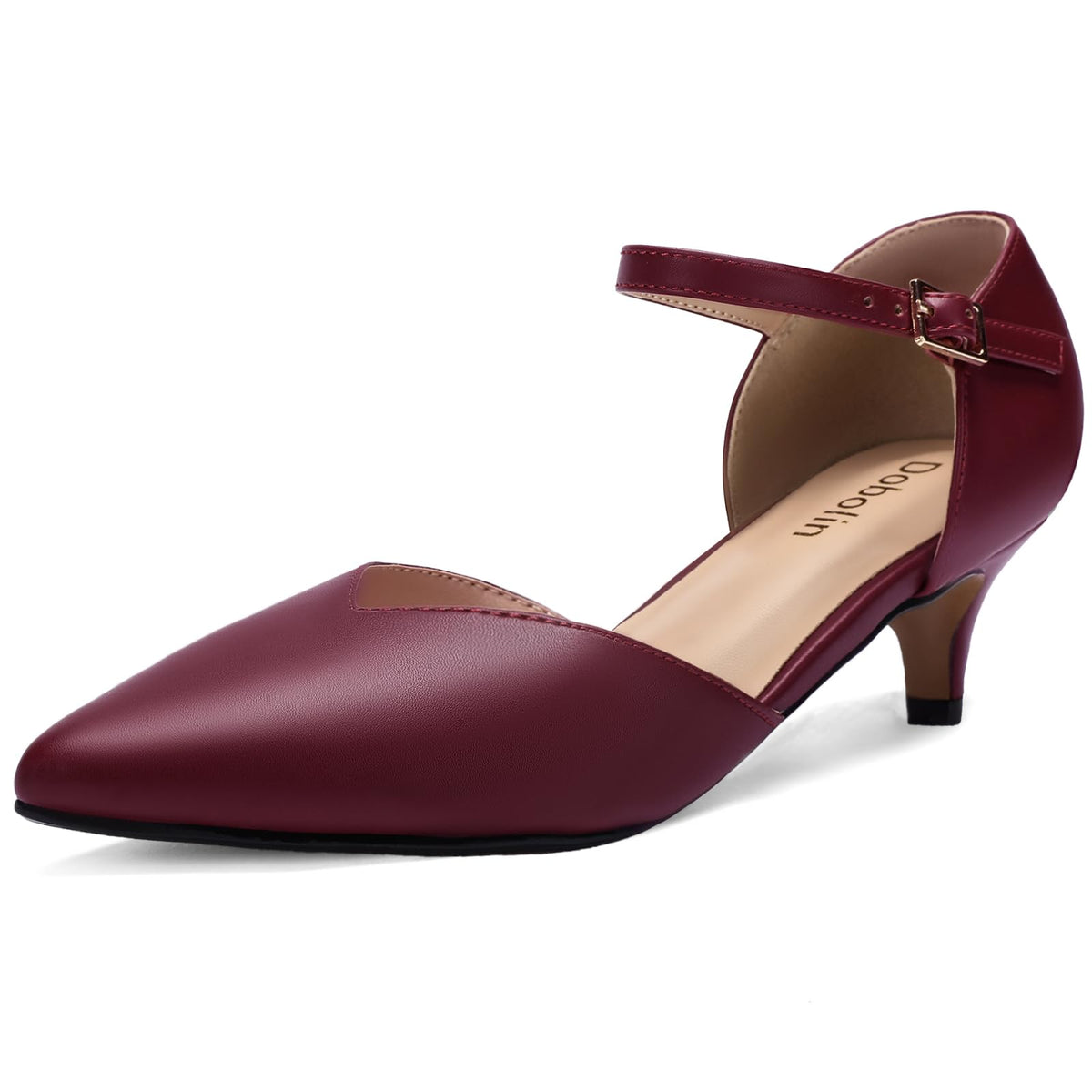 DOBOLIN Kitten Heels for Women Pointed Toe Pumps Dress Shoes