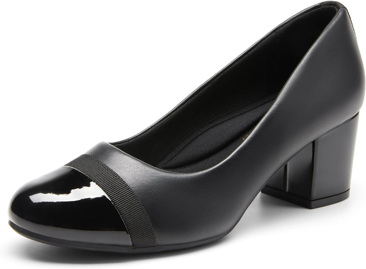 DREAM PAIRS Women's Block Heel Pumps Round Toe Dress Shoes
