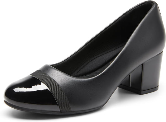 DREAM PAIRS Women's Block Heel Pumps Round Toe Dress Shoes