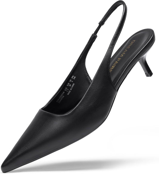 DREAM PAIRS Women's Pumps Kitten Slingback Low Closed Heels