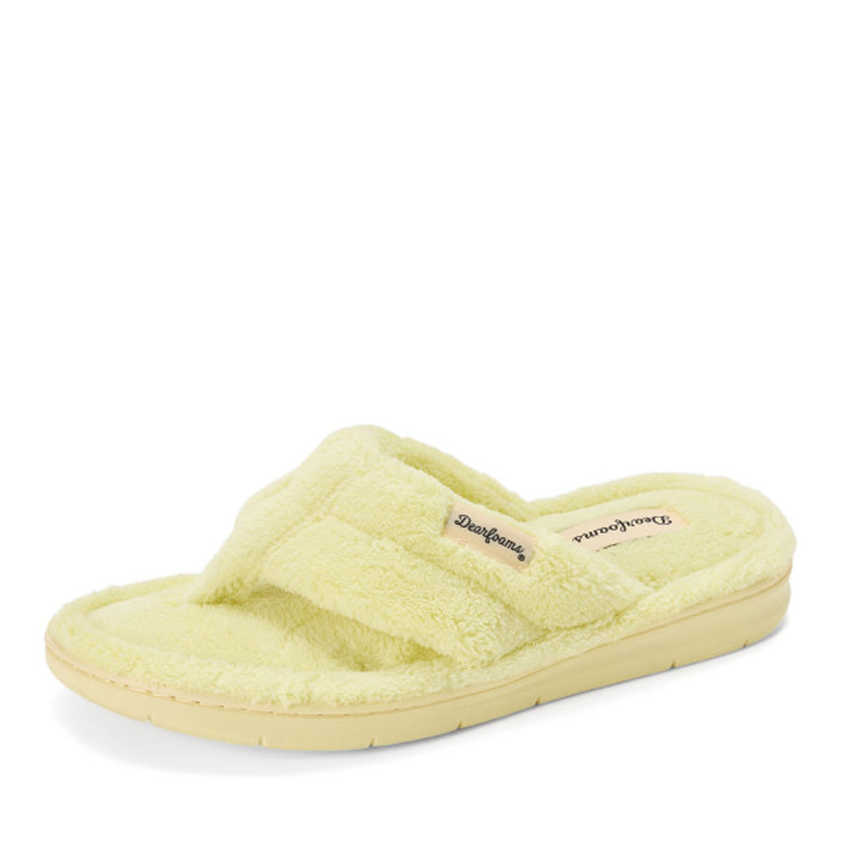 Dearfoams Women's Melanie Thong Slide Memory Foam Terry Sandal Summer House Slippers