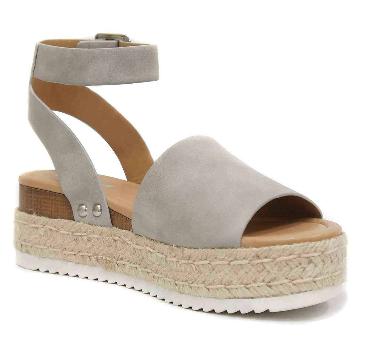 Soda Topic Open Toe Buckle Ankle Strap Espadrilles Flatform Wedge Casual Sandal