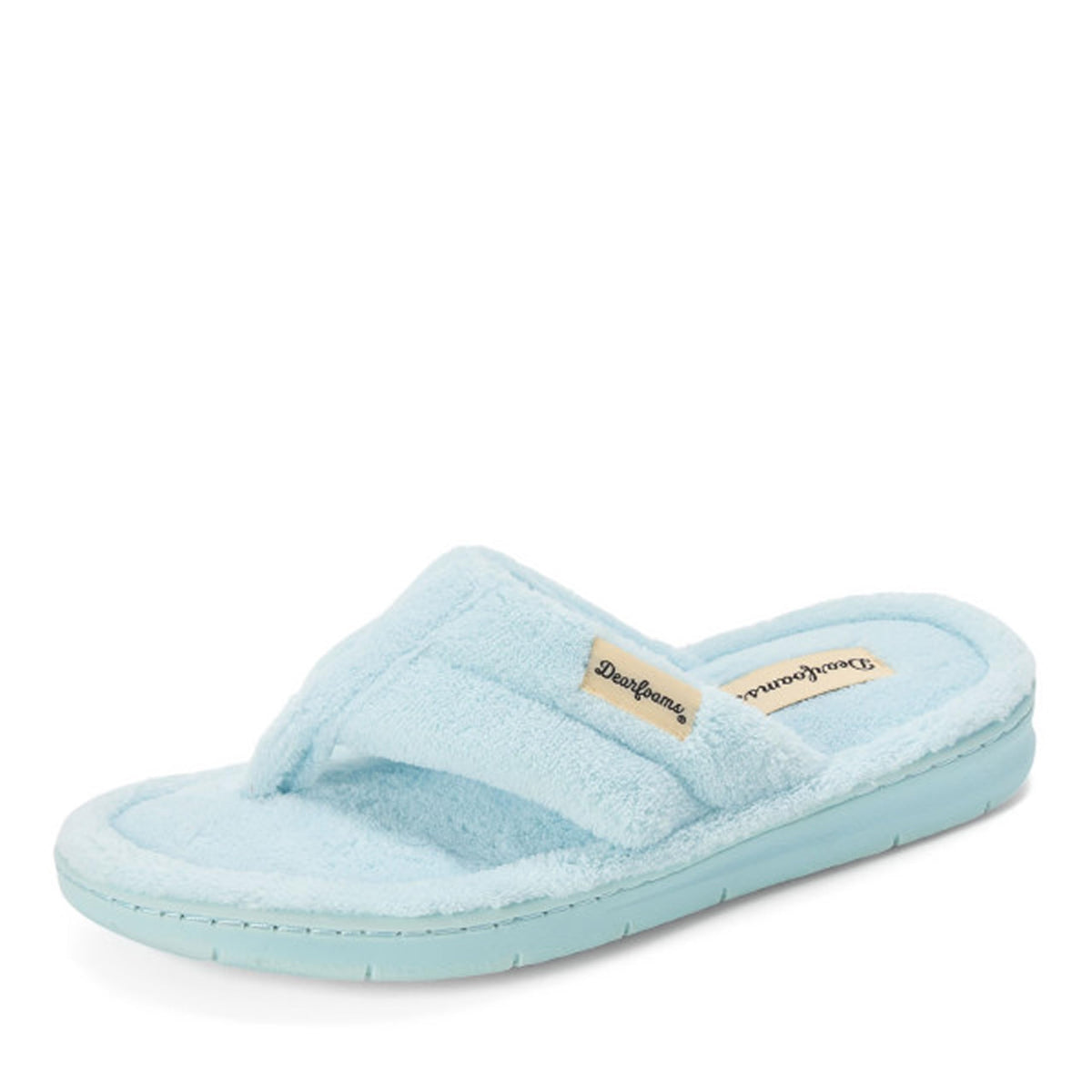Dearfoams Women's Melanie Thong Slide Memory Foam Terry Sandal Summer House Slippers