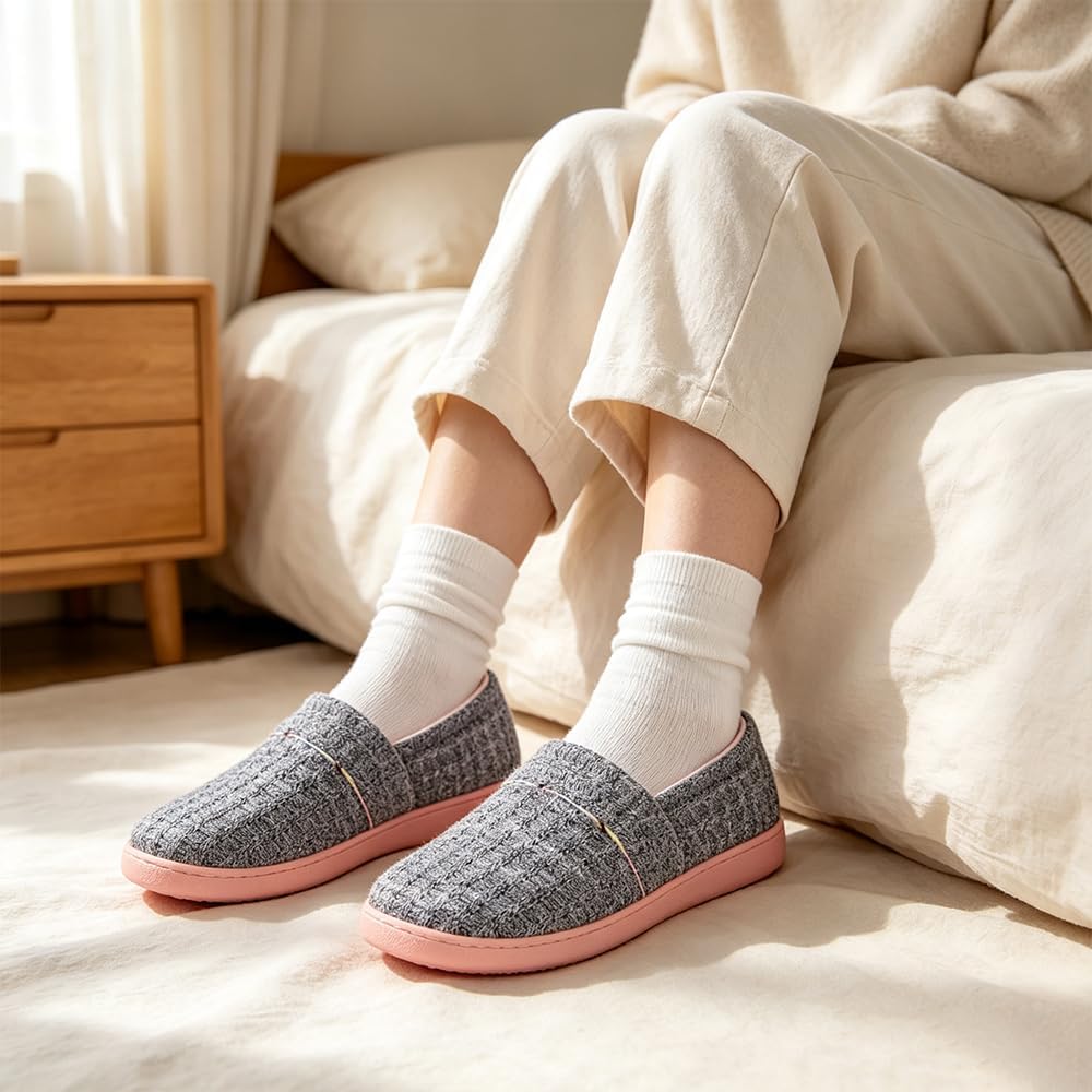 Urbancolor Women Washable Closed Back Indoor Slippers Anti-Slip House Slipper Breathable Home Shoes