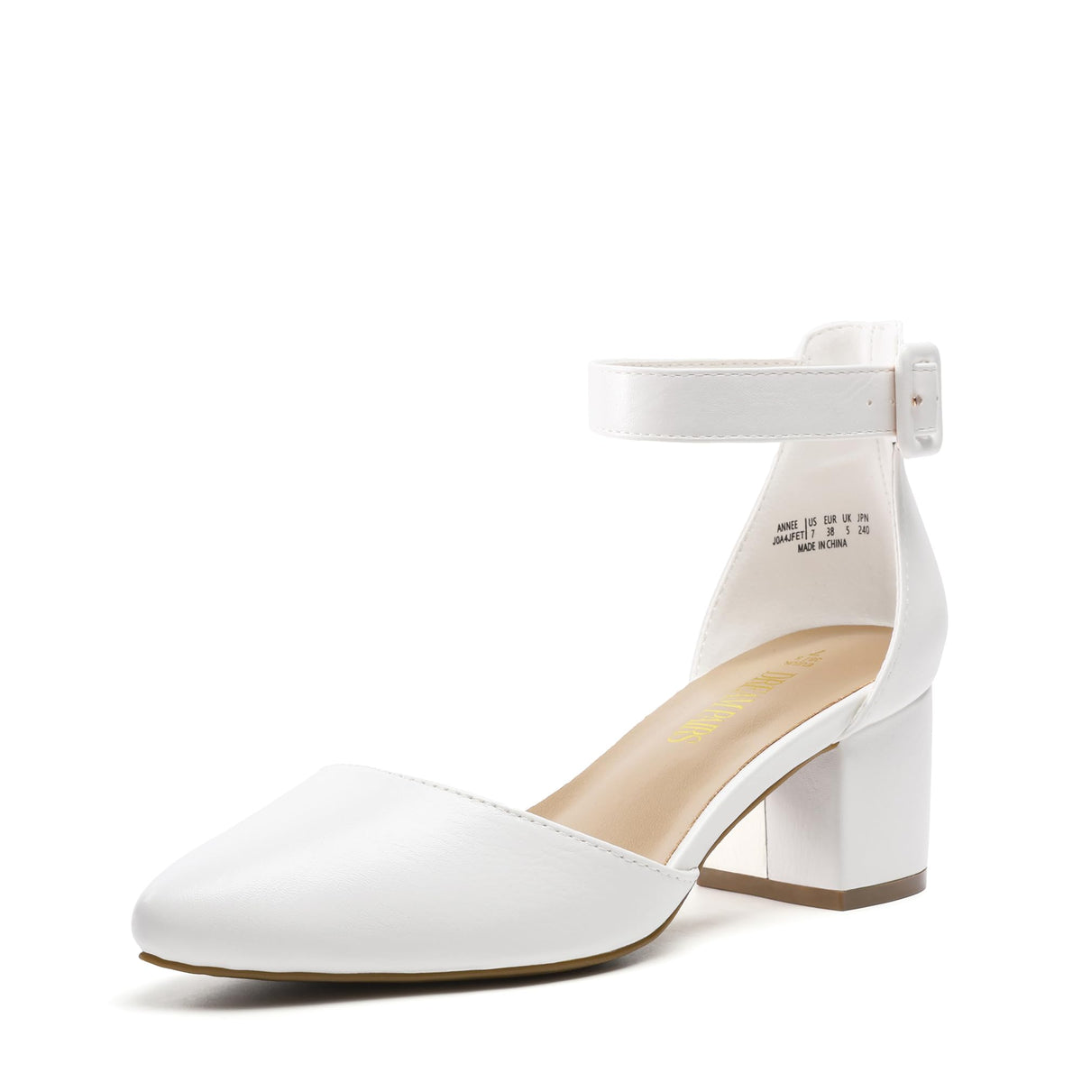 DREAM PAIRS ANNEE Pointed Toe Low Chunky Heel Pumps