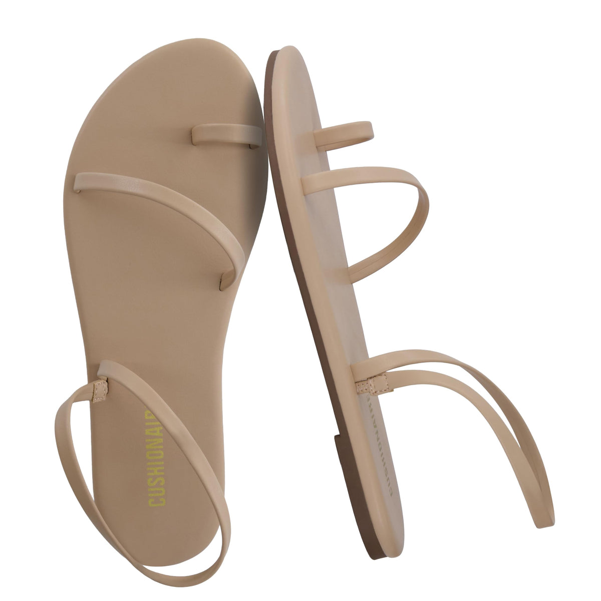 CUSHIONAIRE Chai Strappy Flip Flops for Women, Comfortable Casual Women Sandals with Memory Foam