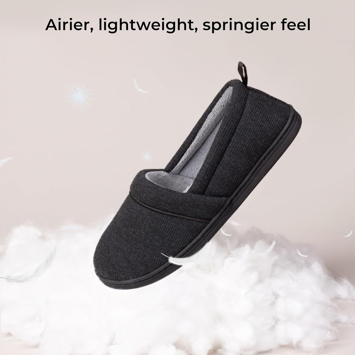 HomeTop Women's Comfy Loafer Slippers Memory Foam Non-slip House Shoes