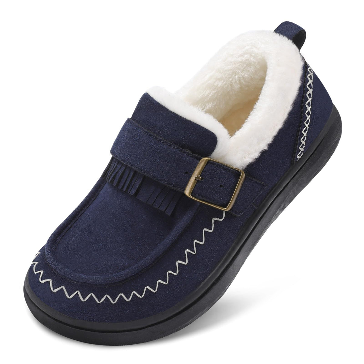 LeIsfIt Women's Moccasin Slippers Wide Toe Box Memory Foam House Shoes