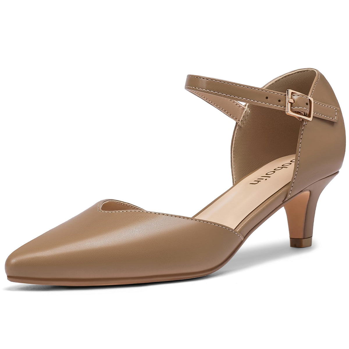 DOBOLIN Kitten Heels for Women Pointed Toe Pumps Dress Shoes