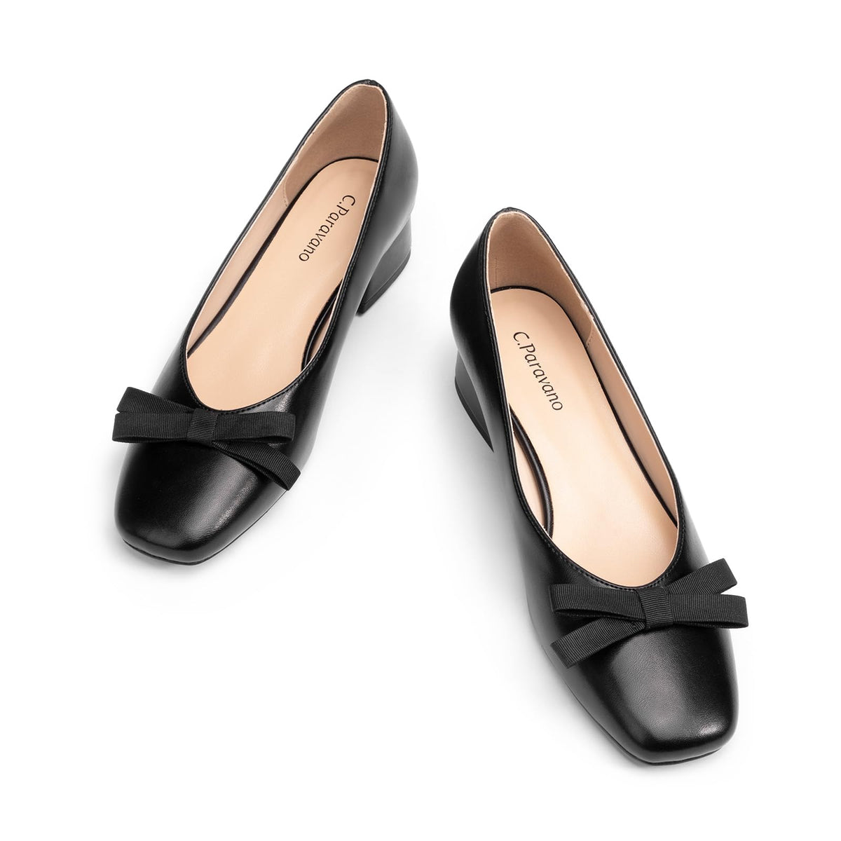 C.Paravano Women's Pumps | Chunky Block Heel & Square Toe | Dressy Casual