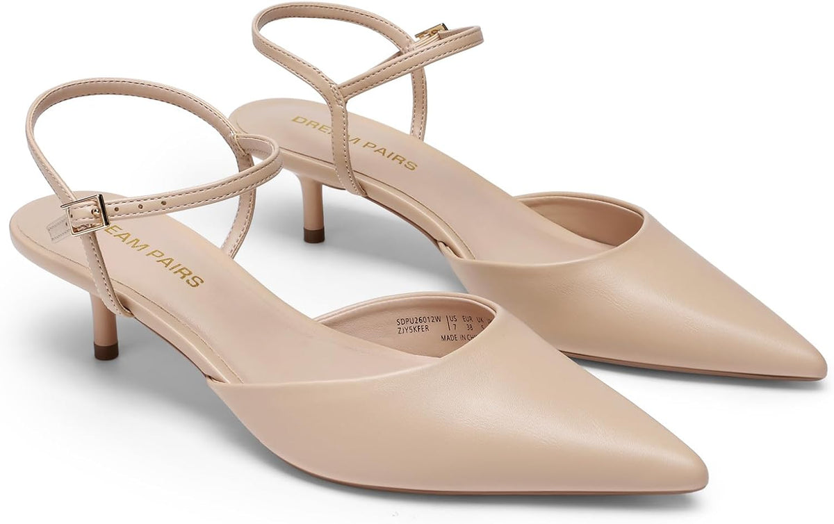 DREAM PAIRS Kitten Heels for Women Closed Toe Pumps