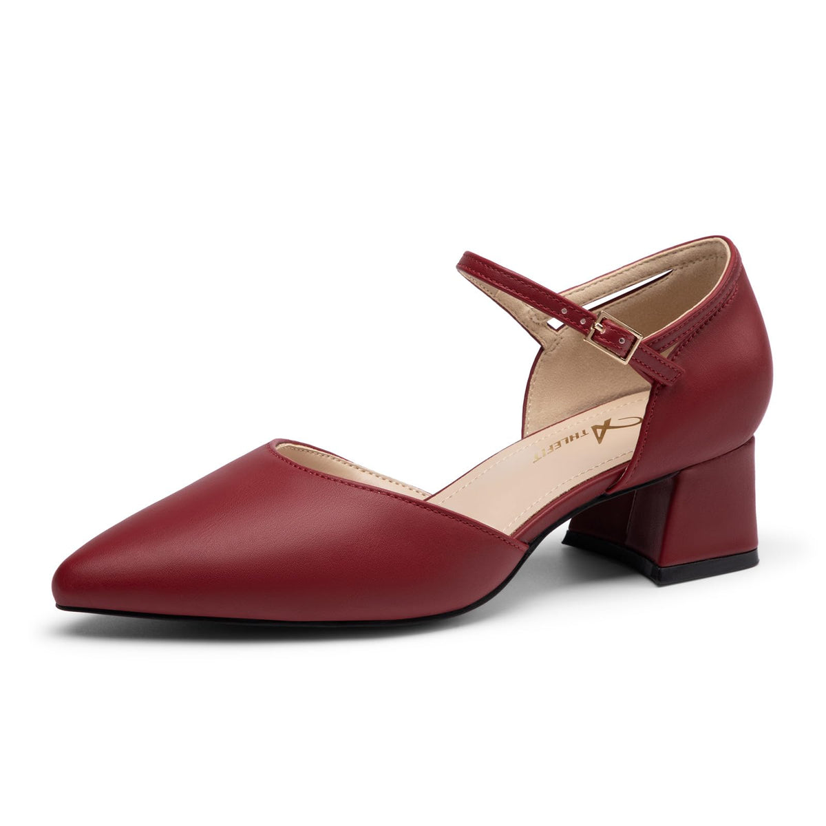 Athlefit Women's Pointed Toe Low Chunky Heel Pump Shoes