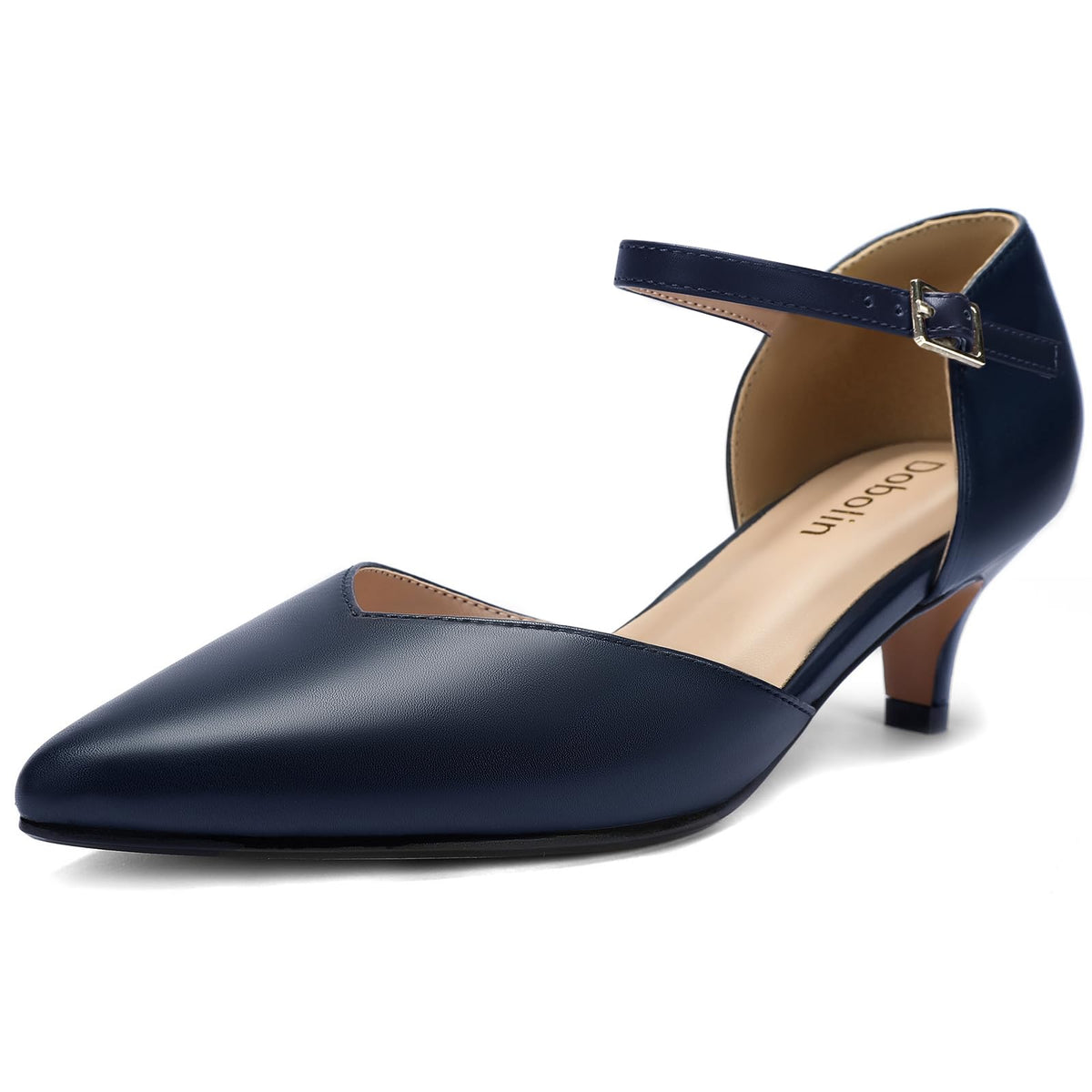 DOBOLIN Kitten Heels for Women Pointed Toe Pumps Dress Shoes
