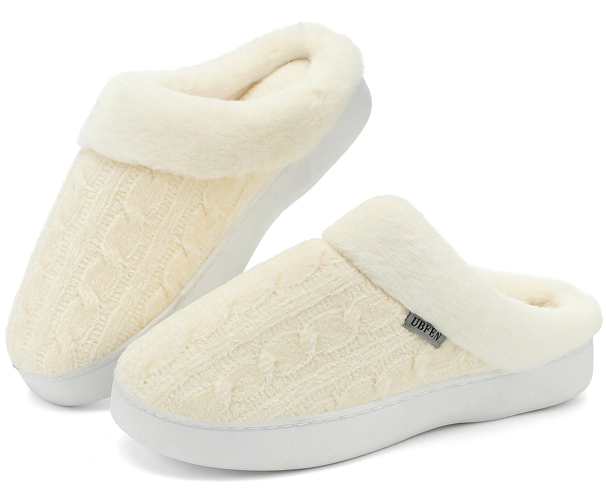 UBFEN Mens Womens Slippers Classic Plaid Winter Warm with Memory Foam Fluffy House Shoes Platform Indoor Bedroom