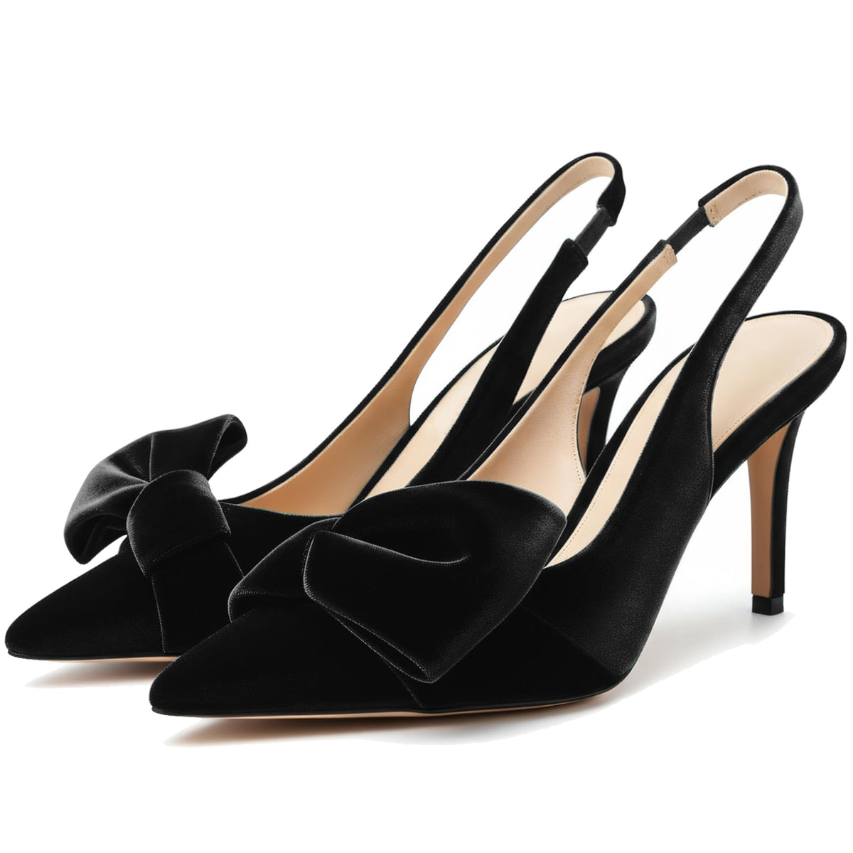 Women's Bow-Detail Slingback Pumps Pointed Toe Stiletto Heels