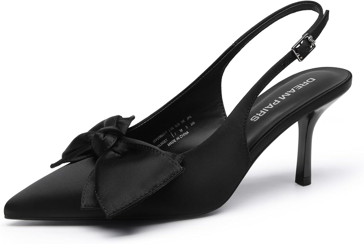DREAM PAIRS Women's Slingback Pump Heel Shoes with Bow
