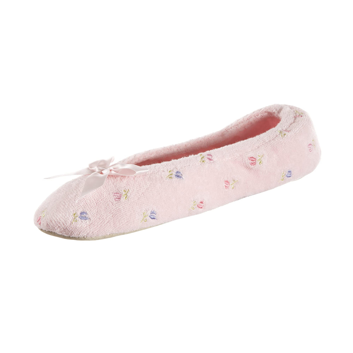 isotoner Women's Embroidered Terry Ballerina Slippers