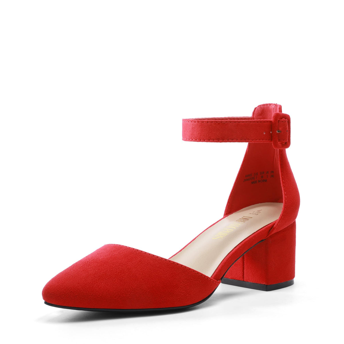 DREAM PAIRS ANNEE Pointed Toe Low Chunky Heel Pumps