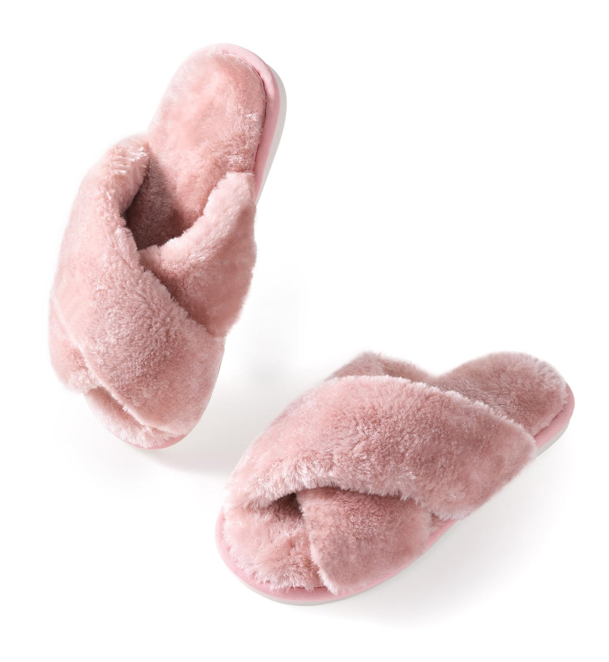 Ankis Memory Foam Fuzzy Slippers for Women,Open Toe House Shoes