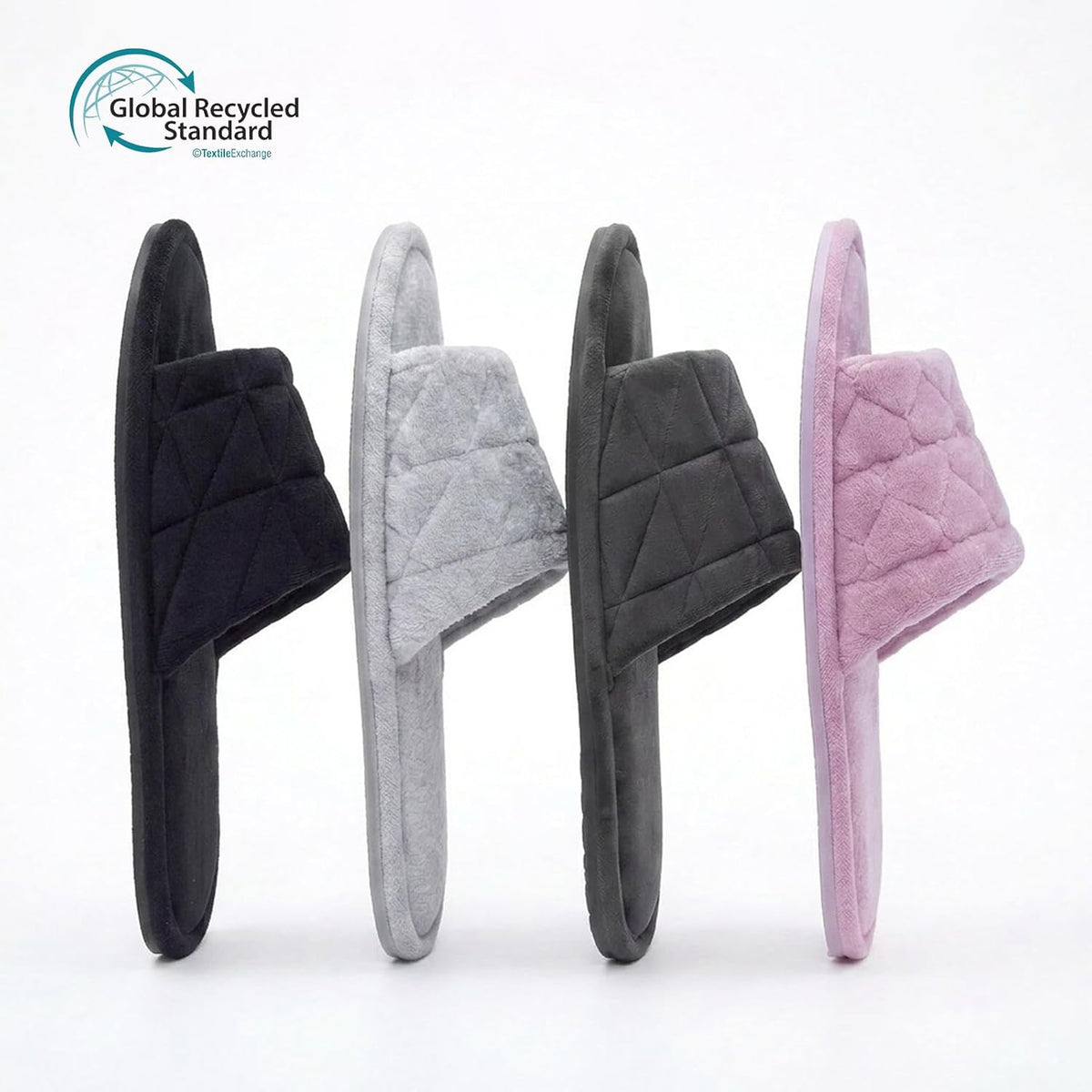 Women's Open Toe House Slippers Soft Velvet Portable Memory Foam GRS