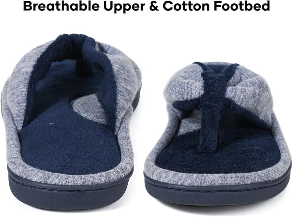 Wishcotton Women's Memory Foam Spa Thong Flip Flops Cozy Slippers
