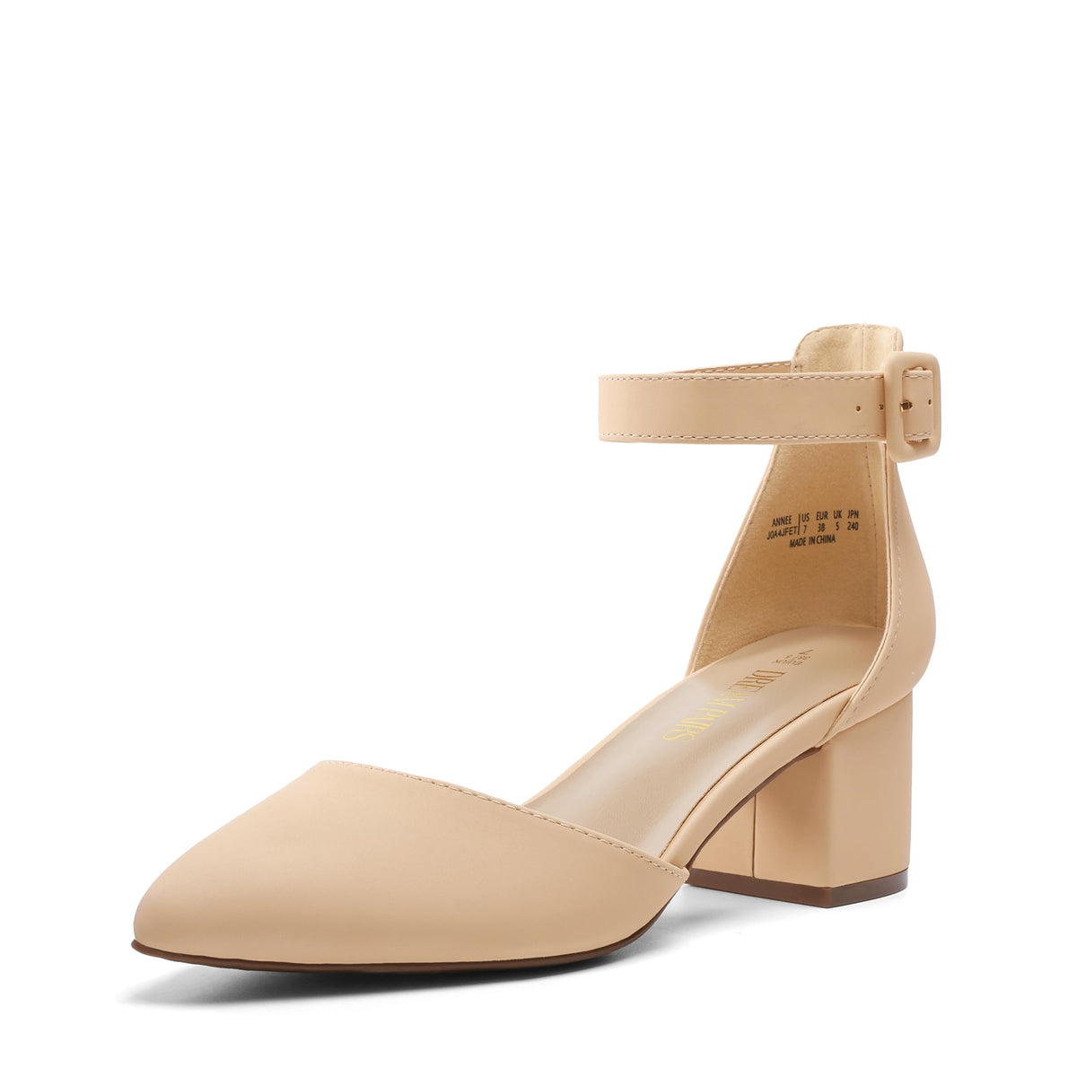 DREAM PAIRS ANNEE Pointed Toe Low Chunky Heel Pumps