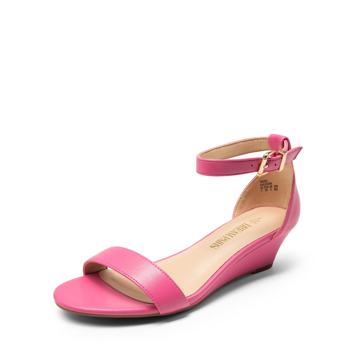 DREAM PAIRS Women's Ingrid Ankle Strap Low Wedge Sandal