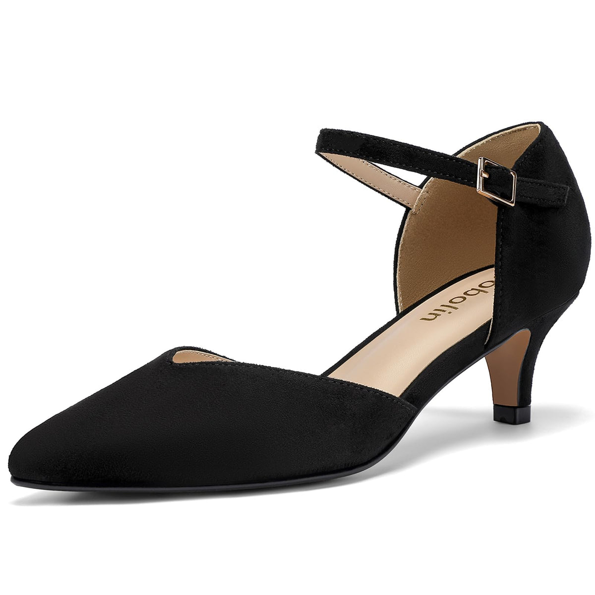 DOBOLIN Kitten Heels for Women Pointed Toe Pumps Dress Shoes