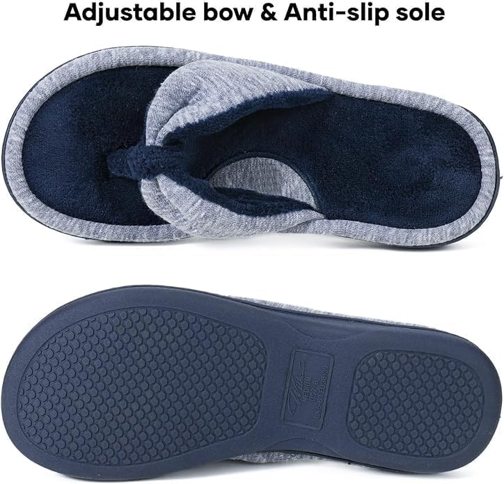 Wishcotton Women's Memory Foam Spa Thong Flip Flops Cozy Slippers