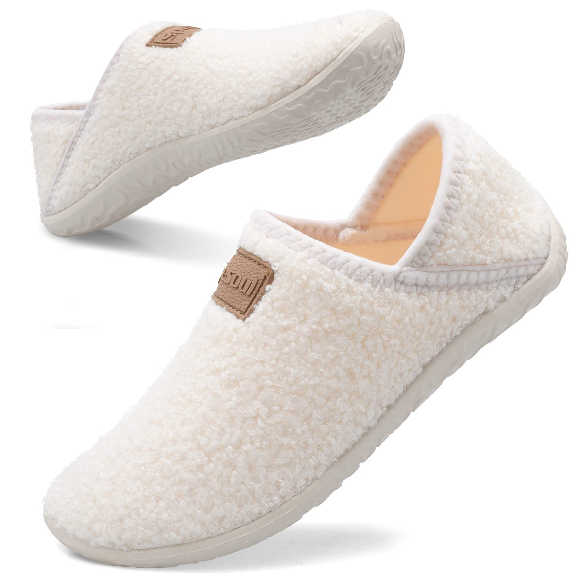 Spesoul Fuzzy House Slippers for Women Men Indoor Closed Back Lightweight Cozy Faux Furry Lining Barefoot House Shoes Slipper Socks for Bedroom Home Office Yoga Outdoor Walking Shoes