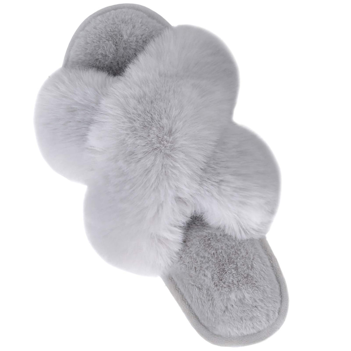 Parlovable Women's Cross Band Slippers Fuzzy Open-Toe Memory Foam