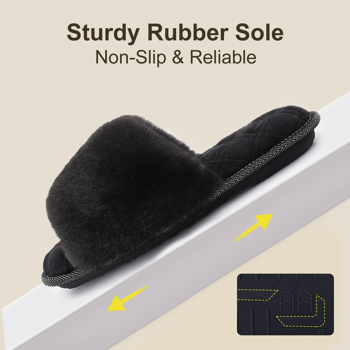LongBay Women's Fuzzy Slippers Comfy Cloud Memory Foam House Shoes Home Open Toe Slides Indoor Outdoor