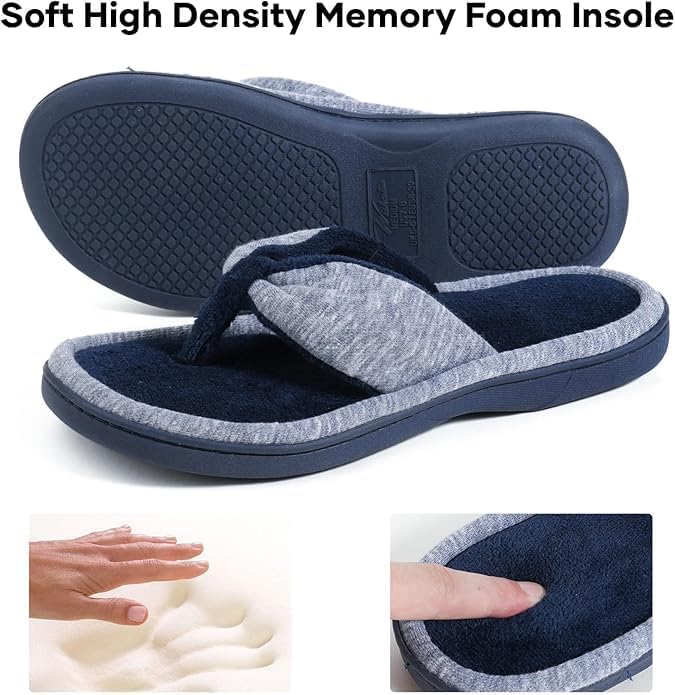 Wishcotton Women's Memory Foam Spa Thong Flip Flops Cozy Slippers