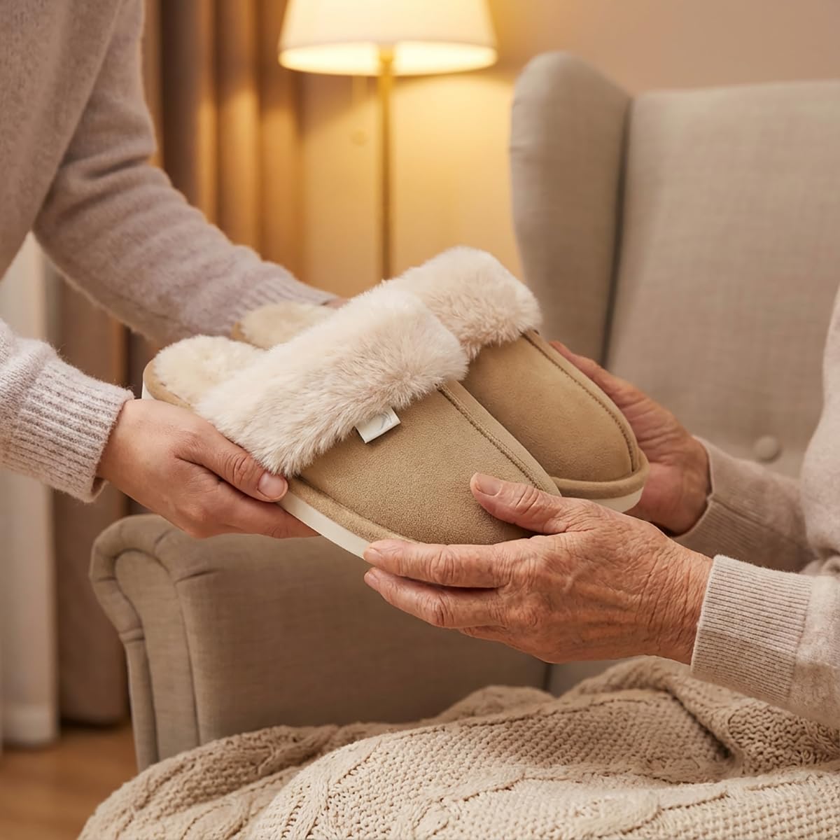 Aomigoct Womens Fuzzy House Slippers: Warm Plush & Non-Slip for Everyday Soft - The Perfect Thoughtful Gift for Mom & Grandma in Winter